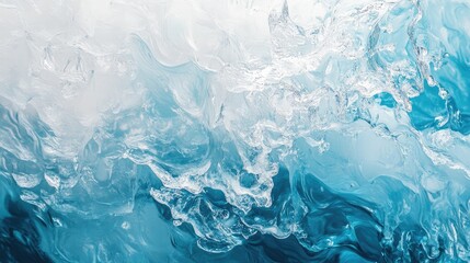 Wall Mural - Dynamic abstract shapes in icy blues and whites, reflecting the beauty and chill of a frosty winter morning