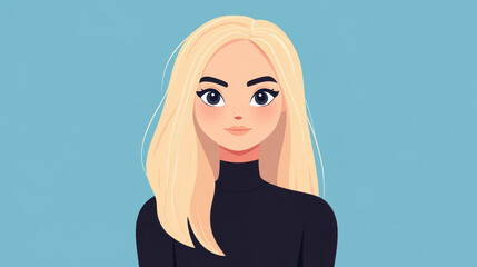 Wall Mural - a vibrant illustration features a cheerful young blonde woman avatar, blending modern design with te