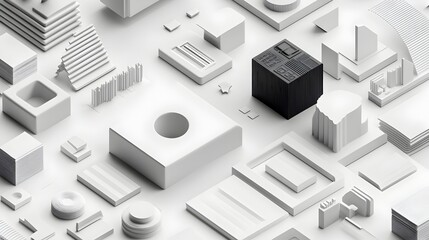 Poster - Black and White Geometric Icon Set for Professional Presentations and Digital Applications