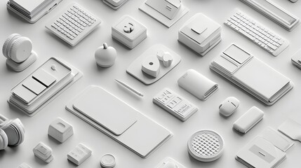 Poster - Flat Design Monochrome Icon Set for Modern Clean Presentation Visuals