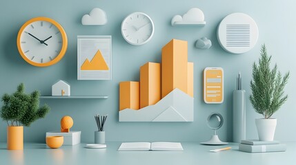Poster - Minimalist and Professional 3D Rendered Corporate Slide Icons Set