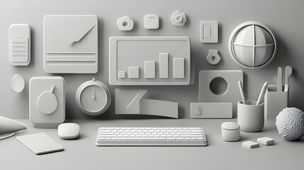 Poster - Monochromatic Minimalist Icon Set for Clean Presentation Visuals