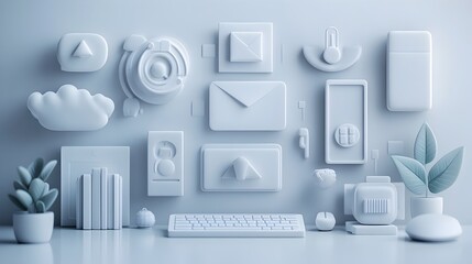 Poster - Monochromatic Minimalist Icon Set for Professional Presentations and Visuals