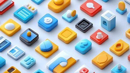 Poster - Sleek 3D Rendered Professional Icon Set for Corporate Presentations and Slideshows