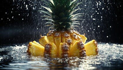 Wall Mural - Pineapple Slices in Water with Sprinkles