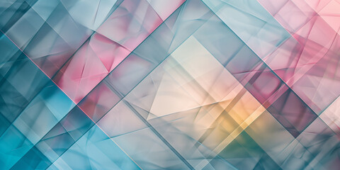 Abstract geometric design with layered shapes and soft gradients in blue and pink tones.