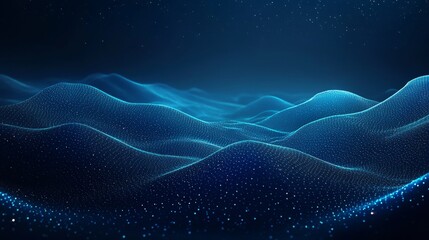 Poster - Space-like polygons and dots fill a digital blue background.