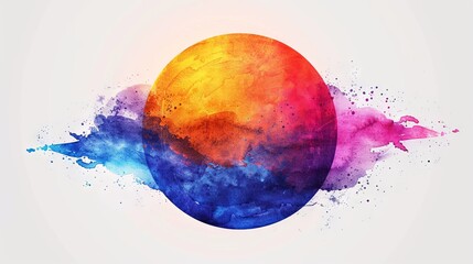 Wall Mural - Gradient circular background. Abstract vector watercolor shape isolated on a transparent backdrop. Vibrant color blending design template.