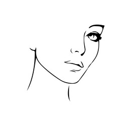 Canvas Print - Abstract Woman Face Line Art Drawing. Female Face Linear Drawing. Vector Illustration Minimalistic Style. for Modern Design: Prints, Wall Art, Posters, Social Media.