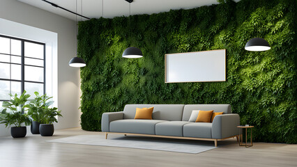 Poster - Interior of modern living room with green wall