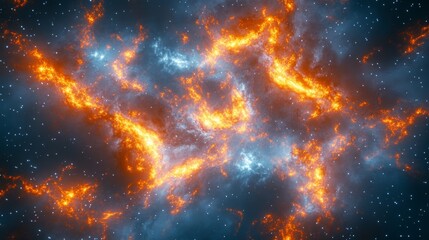 in this surreal digital world, nebulous clouds, celestial bodies, and soft glowing elements create a