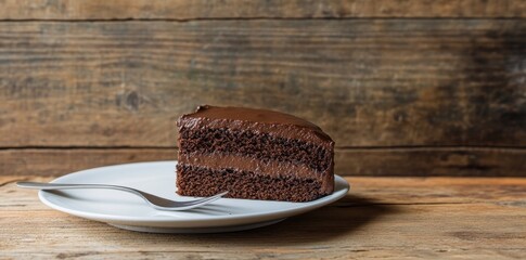 Chocolate Cake on a White Plate for Dessert, Chocolate Cake, Sweet Treat, Indulgence