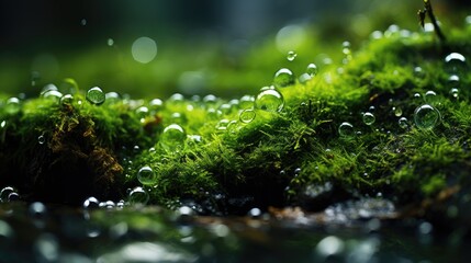 Wall Mural - green moss in the water HD 8K wallpaper Stock Photographic Image  