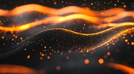 Abstract background with waves, connecting dots, and lines on a dark background.