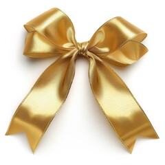 Gold Bow and Ribbon. Shiny Gold Element for Gift Decoration