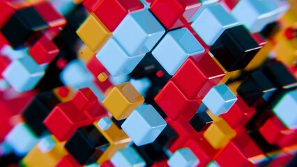 Aufkleber - Vibrant Geometric Cubes in Motion