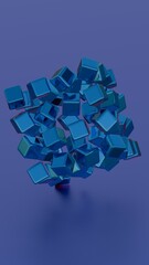 Aufkleber - Floating Blue Cubes in Abstract Motion