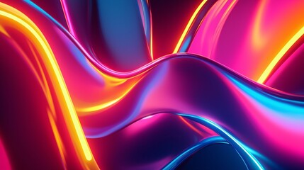 Vibrant Neon Shapes with Glowing Edges Creating a Dynamic Abstract Colorful Composition