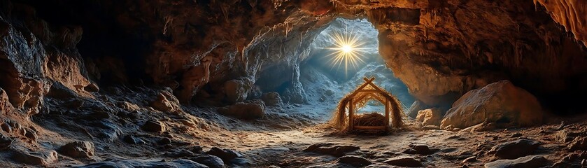 Cave Nativity Scene - Realistic Image