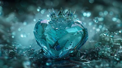 Wall Mural - Aquamarine crown on a beating heart