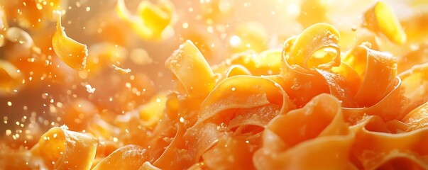 Wall Mural - Flying Fettuccine Pasta, Sunlit, Delicious, Food Photography