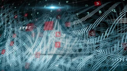Poster - System hacked text animation over abstract digital lines and numbers