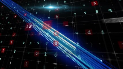 Poster - Internet text animation over digital data and numbers on dark background