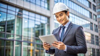 Young business engineer with a tablet
