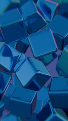 Aufkleber - Floating Blue Cubes in Abstract Motion
