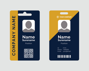 Wall Mural - blue and yellow employee id card design template with editable text