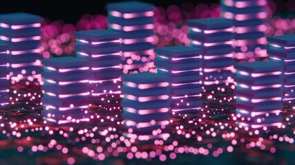 Aufkleber - Futuristic Circuit Board with Glowing Tower Structures