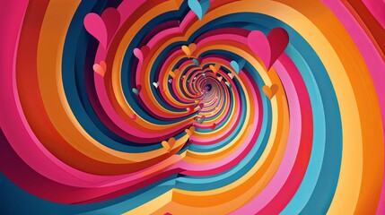 Wall Mural - Colorful Swirling Tunnel With Hearts