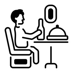 Sticker - An outline style icon of inflight meal 