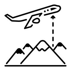 Sticker - Plane high altitude, line style icon 