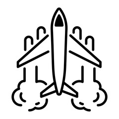 Wall Mural - An outline style icon of flight emission 