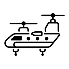 Wall Mural - War helicopter icon in linear style