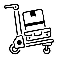 Canvas Print - Luggage trolley icon in line style