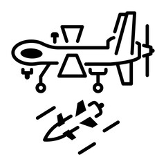 Poster - Military drone icon in linear style