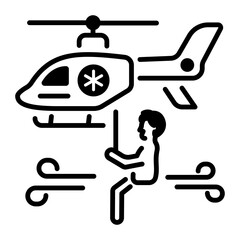 Sticker - A line icon of rescue helicopter 