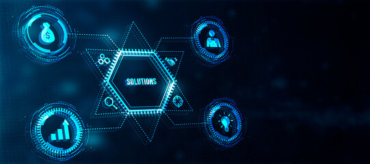 Wall Mural - Internet, business, Technology and network concept. Solutions business words. 3d illustration