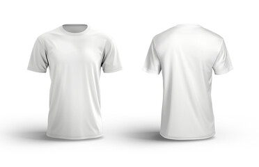 Wall Mural - Front and back view of two t-shirts mockup. Blank isolated tshirt template on white background