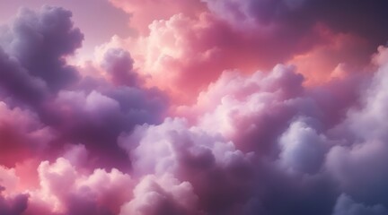 Canvas Print - Dreamy Ethereal Cloudscape with Pink, Purple, and Blue Shades in