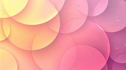 Wall Mural - Abstract Pink and Yellow Overlapping Circles with Small Bubbles