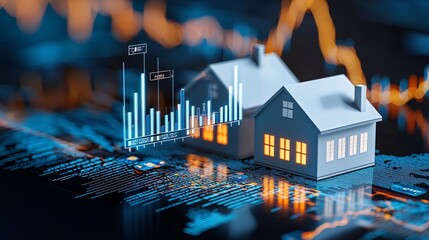 Poster - visual representation of economic policy impacts on housing markets, illustrated through digital cha