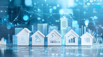 Poster - visual representation of economic policy impacts on housing markets, illustrated through digital cha