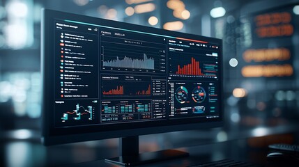 Poster - digital dashboard displaying key economic indicators and policy impacts, concept of real-time econom