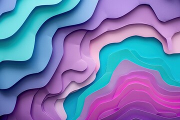 Poster - Abstract background with wavy shapes creating a colorful paper cut out effect