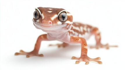 Wall Mural - A small gecko with big eyes and a white background, AI