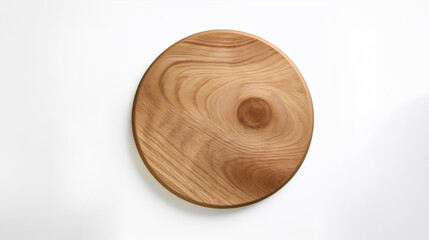 brown wood round frame isolated on a white background.