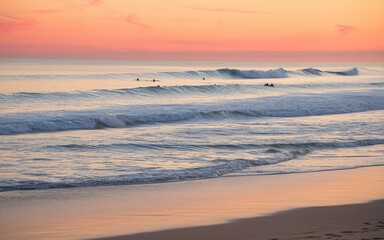 Bondi Beach Sunrise Serene Coastal Background in Sydney, Australia